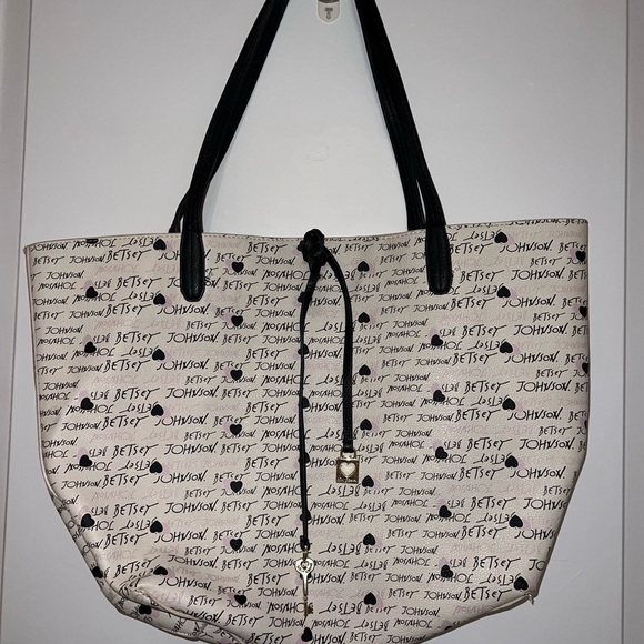Betsey Johnson Black and Cream Logo Tote - Picture 1 of 2